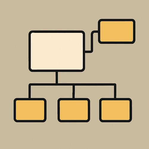 Organizational structure diagram with minimalist design and warm beige tones.