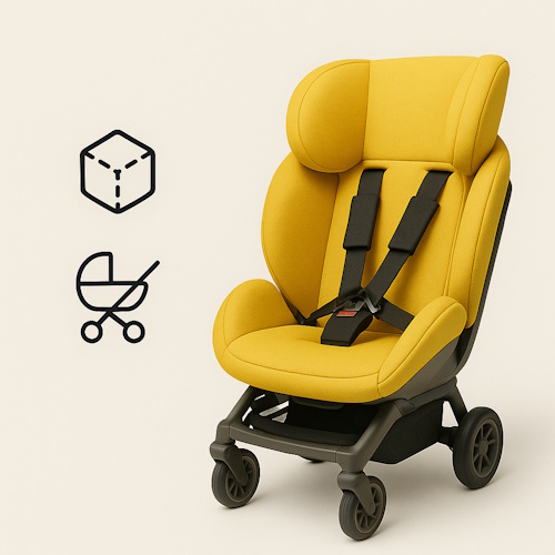 Modular infant safety seat attached to stroller base